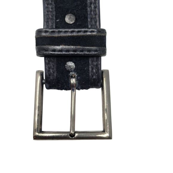 Vintage Mens Thick Rugged 38" Steerhide Leather Belt Black Heavy Duty Suede - Picture 2 of 11